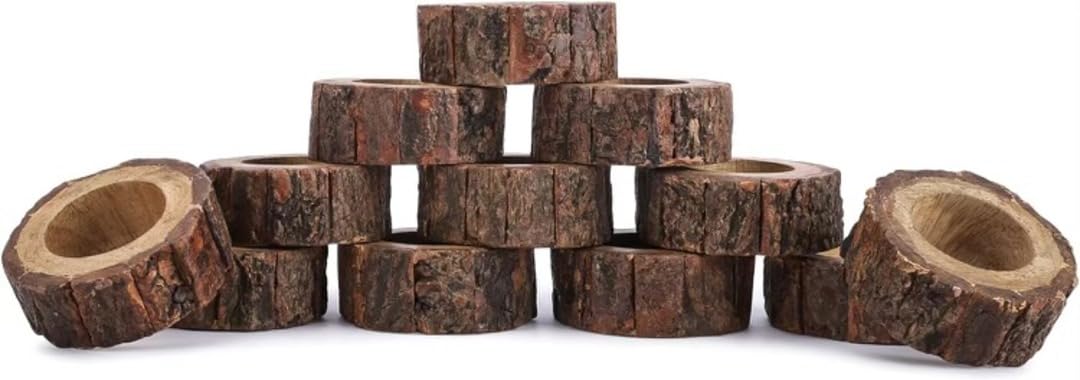 Uni_Crafts Handcrafted Rustic Wooden Napkin Rings For Dinner Table & Wedding Party Decoration (12)