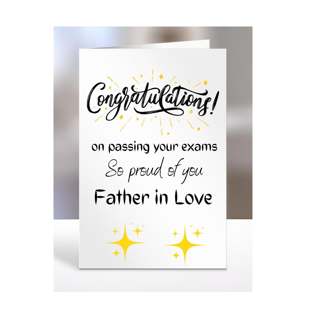 Exam Congratulations Card for Father in Love, greetings card, men, women, female, male, him, her, presents for christmas, on passing your exams, A5-96_80 — image 1