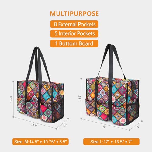 Image of TOPDesign Utility Water Resistant Tote Bag with 13 Pockets, Top Zipper Closure & Thick Bottom Support, for Working Women