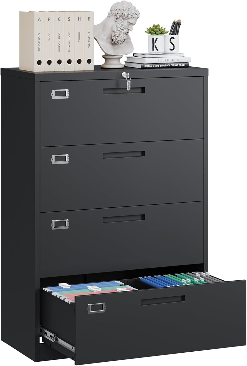 Yizosh 4 Drawer File Cabinet with Lock, Filing Cabinet for Home Office ...