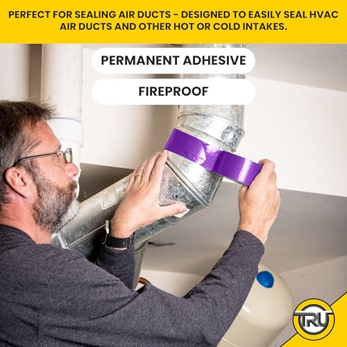 Image of T.R.U. Set of 2 Purple Durable Duct Tape Rolls, 11 Mil Thickness, 2 Inches by 30 Yards, High Strength, Flexible, No Residue, Water-Resistant and Tearable by Hand, Versatile for Indoor and Outdoor Use