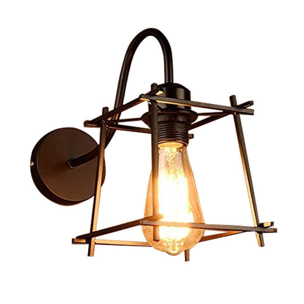 OZBMA Wall Mounted Light Lantern Modern Minimalist Lamp Bedroom Bedside Living Room Sconce American Country Bracket Retro Bar Aisle Restaurant Wrought Iron Spotlights R