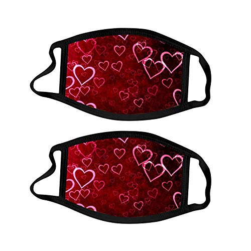 1/2 Stücke Damen Valentinstag Motiv Print Mundschutz Halstuch mit Motiv Elegant Waschbar Wiederverwendbar Baumwolle Mund und Nasen Maske und
