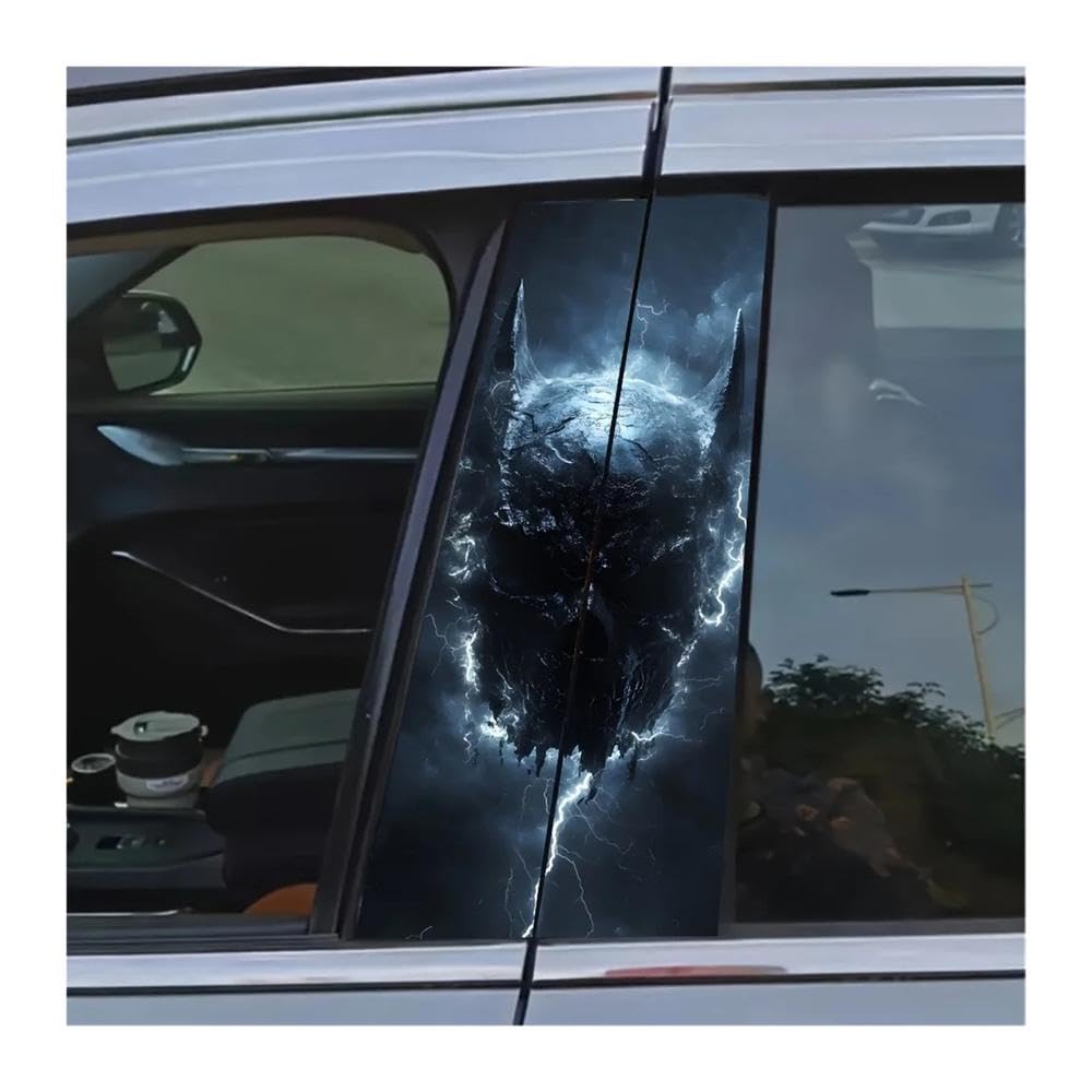 Bertdcx One Color 2-Piece Horror Bat Skull Car Sticker Coated Sticker For B-Pillar And Door Auto Parts