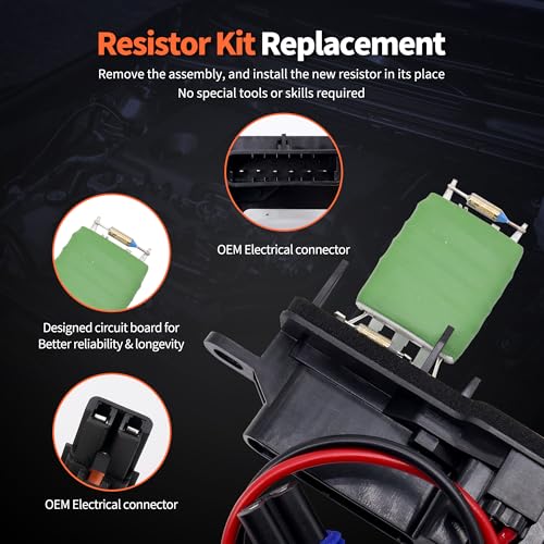 Image of HiSport 973-407 Front HVAC Fan Blower Motor Resistor with Harness Compatible with Chevy GMC Express Savana 1500 C4500 C5500 C6500 C7500 Kodiak Topkick Replacement for 89018770 1580560 22941007
