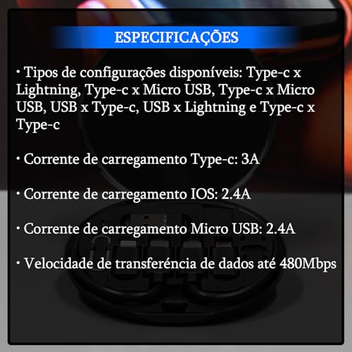 Kit De Adaptadores Notebook Manutenção Compatível Com Celulares Android Ios 2 em 1 Conexões Type-C x