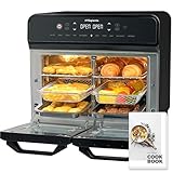 HYSapientia® 22L Dual Zone Air Fryer Oven With Rotisserie,Large Double Air fryers Mini Ovens Digital 2400W 10 in 1 Airfryer Countertop Convection Oven electric and grill,Stainless Steel,13 Accessories
