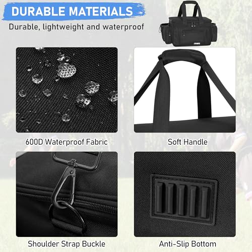 ITHWIU Disc Golf Storage Bag 14.5 X 10.2 X 10.2 Inch Large Capacity Can Hold 24+ Discs with Multi Side Pockets, Black