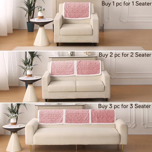 Image of HOKIPO 'Italian Caelora' Luxury Jacquard Plush Sofa Backrest Cover Mat 55x80 cm | Pack of 1 Anti Slip Backrest Mat, Misty Rose (AR-6225-PNK)