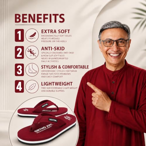 Image of ORTHO JOY EXTRA SOFT Ultra Cushion Slippers for Men's| Doctor | Lightweight & Comfortable| Orthopedic & Diabetic| Casual & Stylish| Non-Slip Durable Mcr Dr Chappals & House Flip flops For Gent's & Boy's