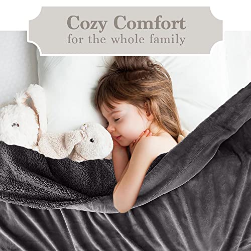 The Connecticut Home Company Throw Blanket, Soft Plush Reversible Velvet And Sherpa, 70X60, Warm Thick Throws For Bed, Comfy Washable Bedding Accent Blankets For Sofa Couch Chair, Gray #TOP5