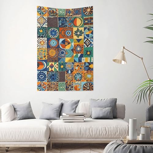 Tapisserie murale patchwork africain 152x101 cm en velours