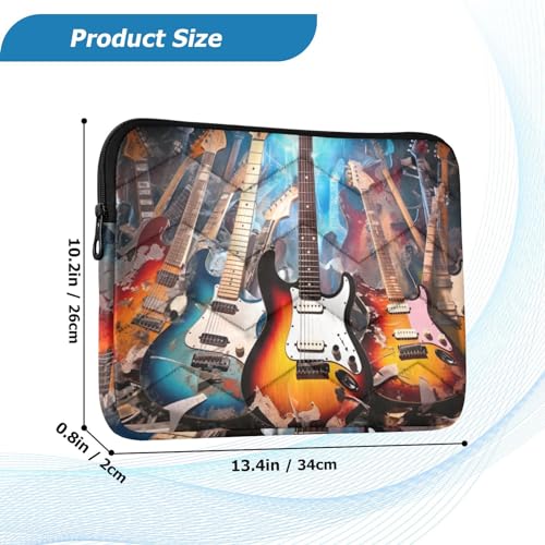 Funda para portátil 13-14 pulgadas impermeable con patrón guitarras miniatura 3