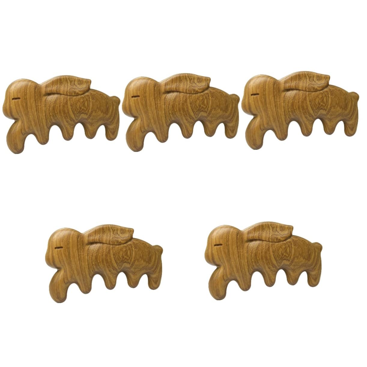 minkissy 5pièces Peigne Bois Naturel à Dents Larges Pour Cheveux Bouclés Outil De Démêlage Doux Et Confortable Pour Expérience Sans