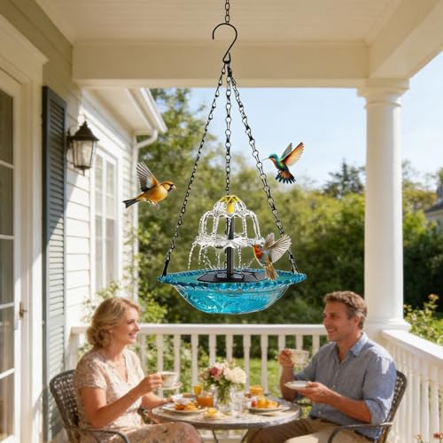 Fuente solar para baño de pájaros exterior que refresca el patio 3