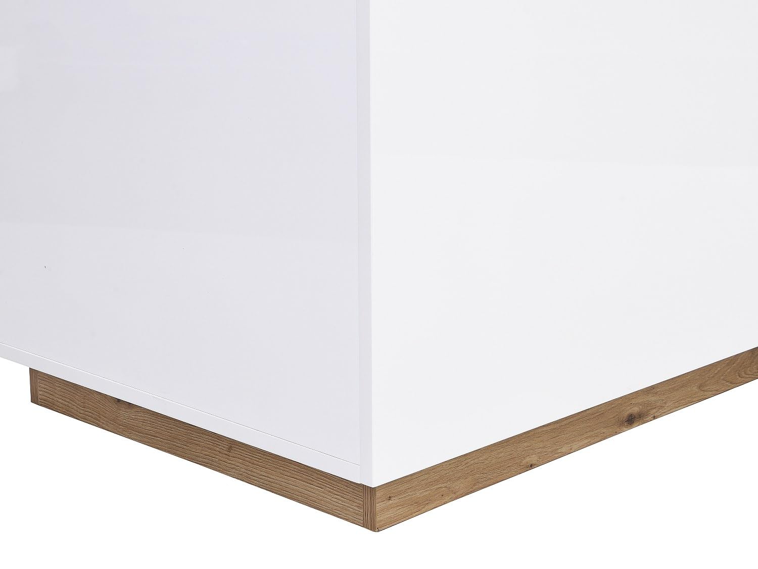 Vente-unique - Zentrale Kücheninsel mit 2 Türen und 1 Nische aus MDF - Natur und Weiß - CORELINA