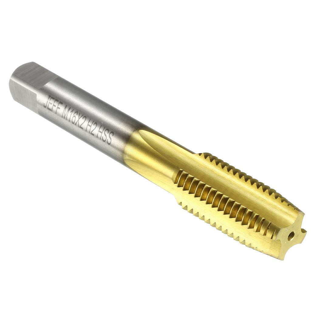 Tarauds métriques M16 en acier rapide HSS uxcell dorés à goujures droites H2