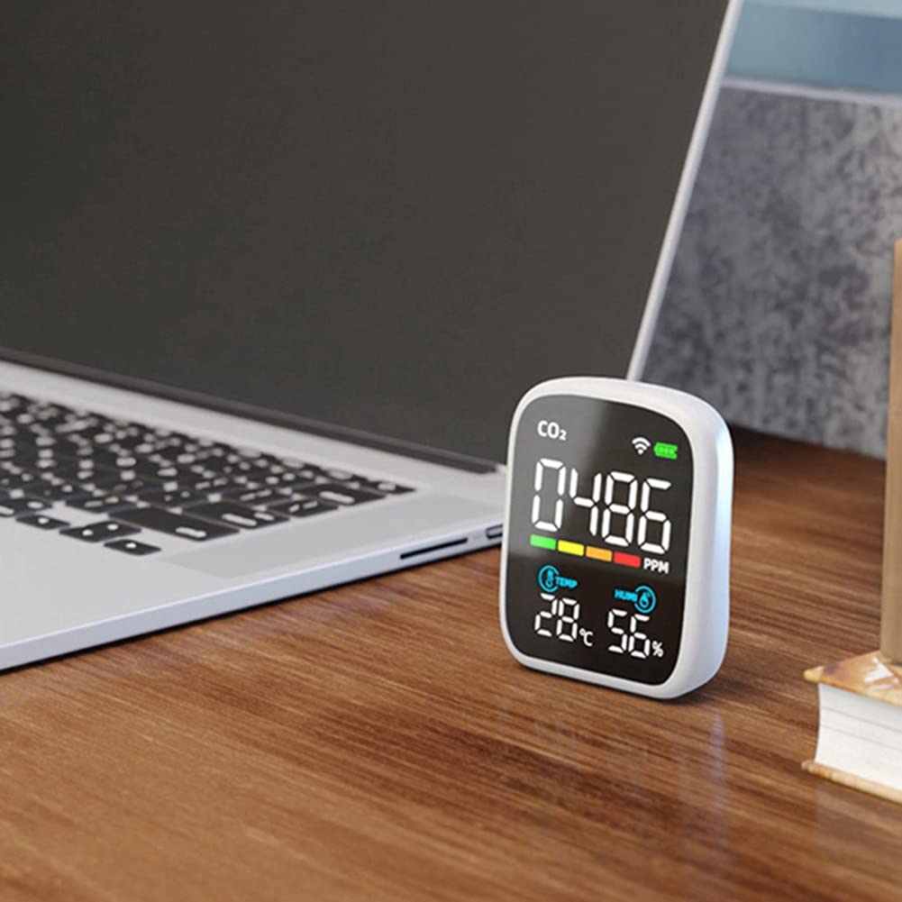 1 juego de monitor de CO2 infrarrojo WiFi, monitor de dióxido de carbono, sensor NDIR, detector de dióxido de carbono, detector de CO2 ABS