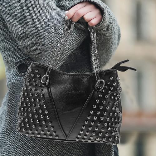 Sac à bandoulière rivet chaîne grand espace sac à main durable