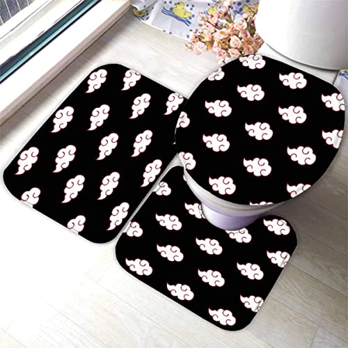 AOLIGL Badematte Die Wolken Schwarz Badematten Set rutschfest Waschbar Badgarnitur 3teilig - WC Deckelbezug U-förmigen…