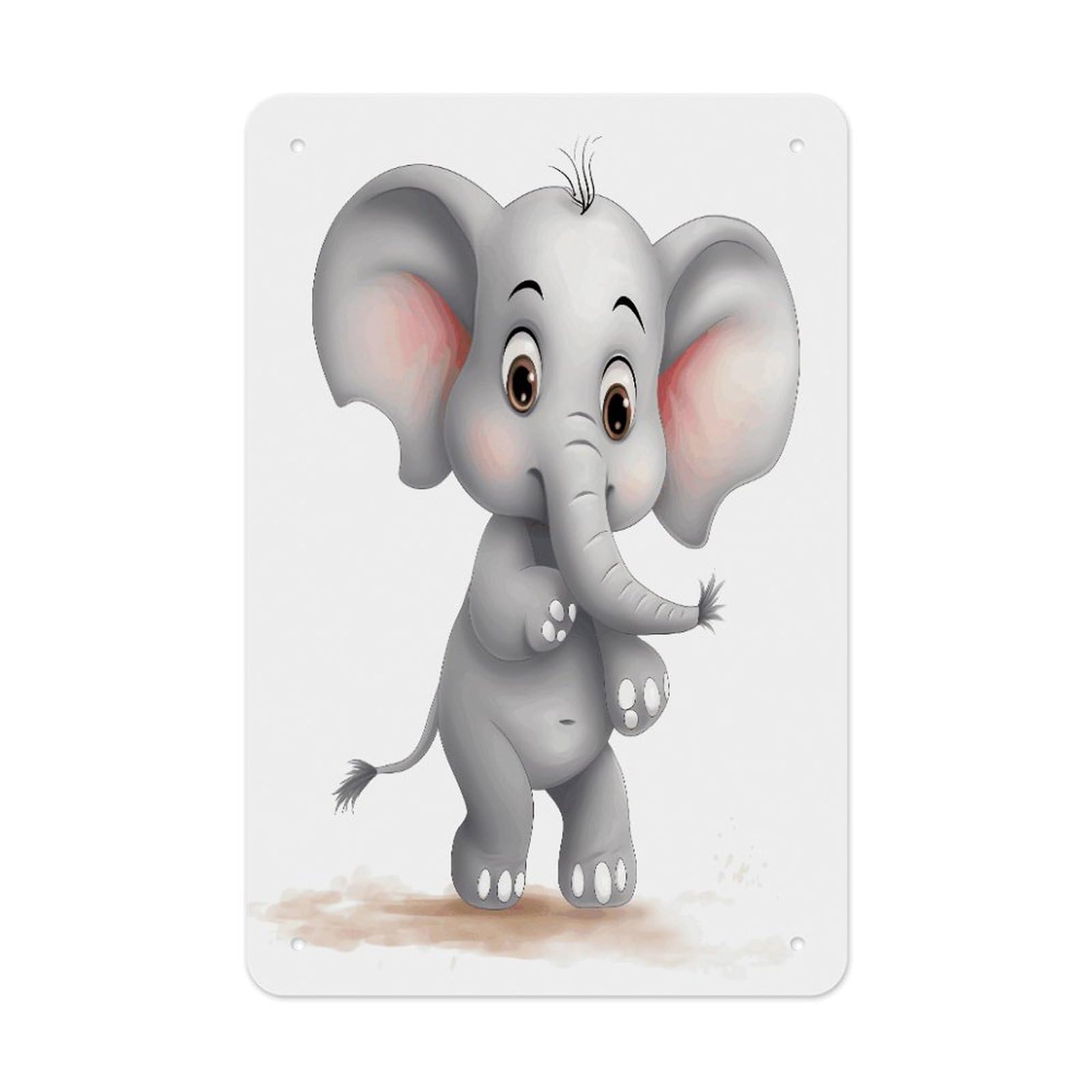 Cute Elephant Metal Tin Sign Wall Decor Funny Retro Sign Weatherproof Metal Wall Art for Indoor Or Outdoor Retro Tin Signs for Kitchen Office Home Bar Decor 11.8 X 7.9 Inch
