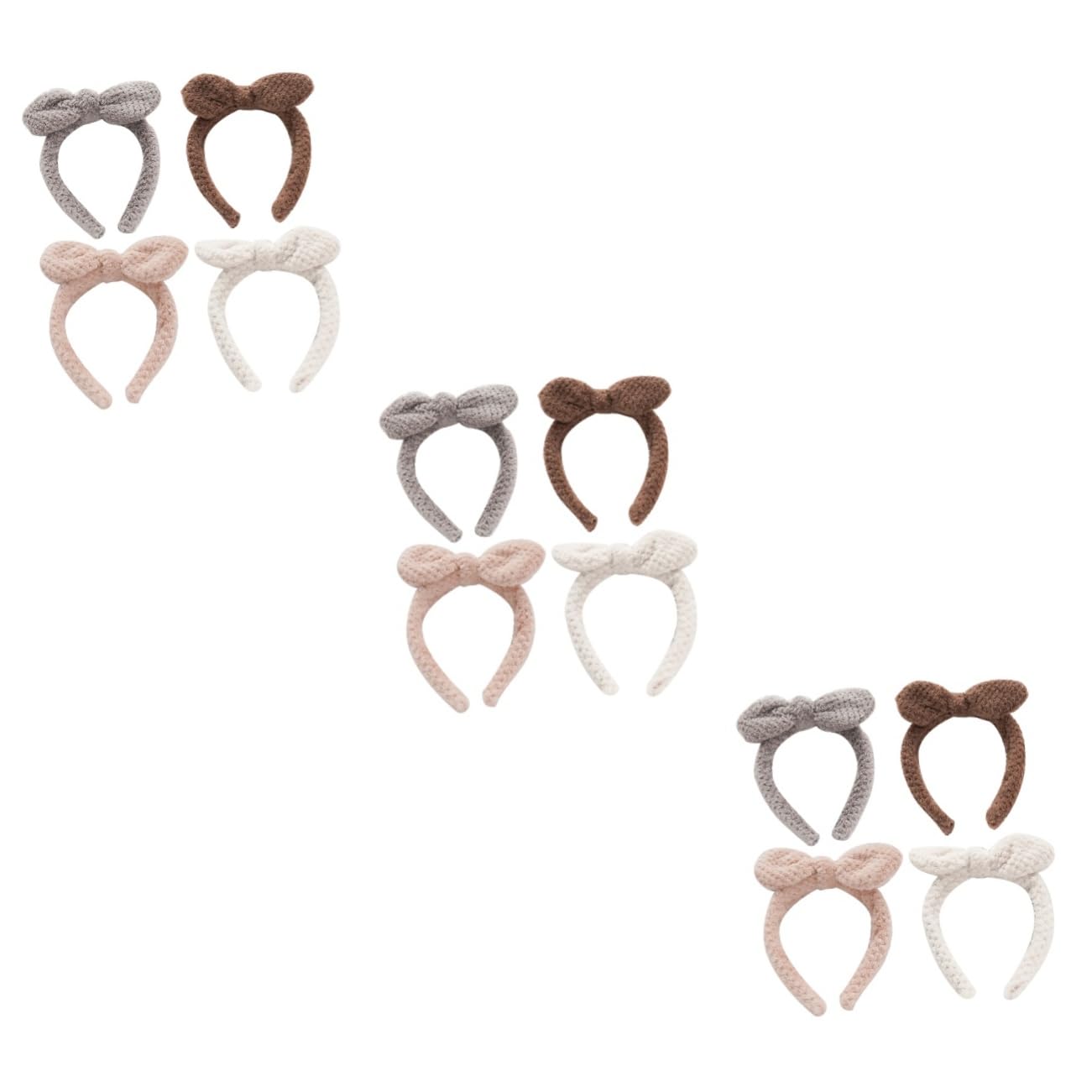 minkissy 12 Piezas Diadema De Felpa Con Orejas Diadema Cosmética De Maquillaje Pañuelos Para Mujeres Banda De Pelo De Felpa Banda Para El Cabello Venda Perder Rostro Tela
