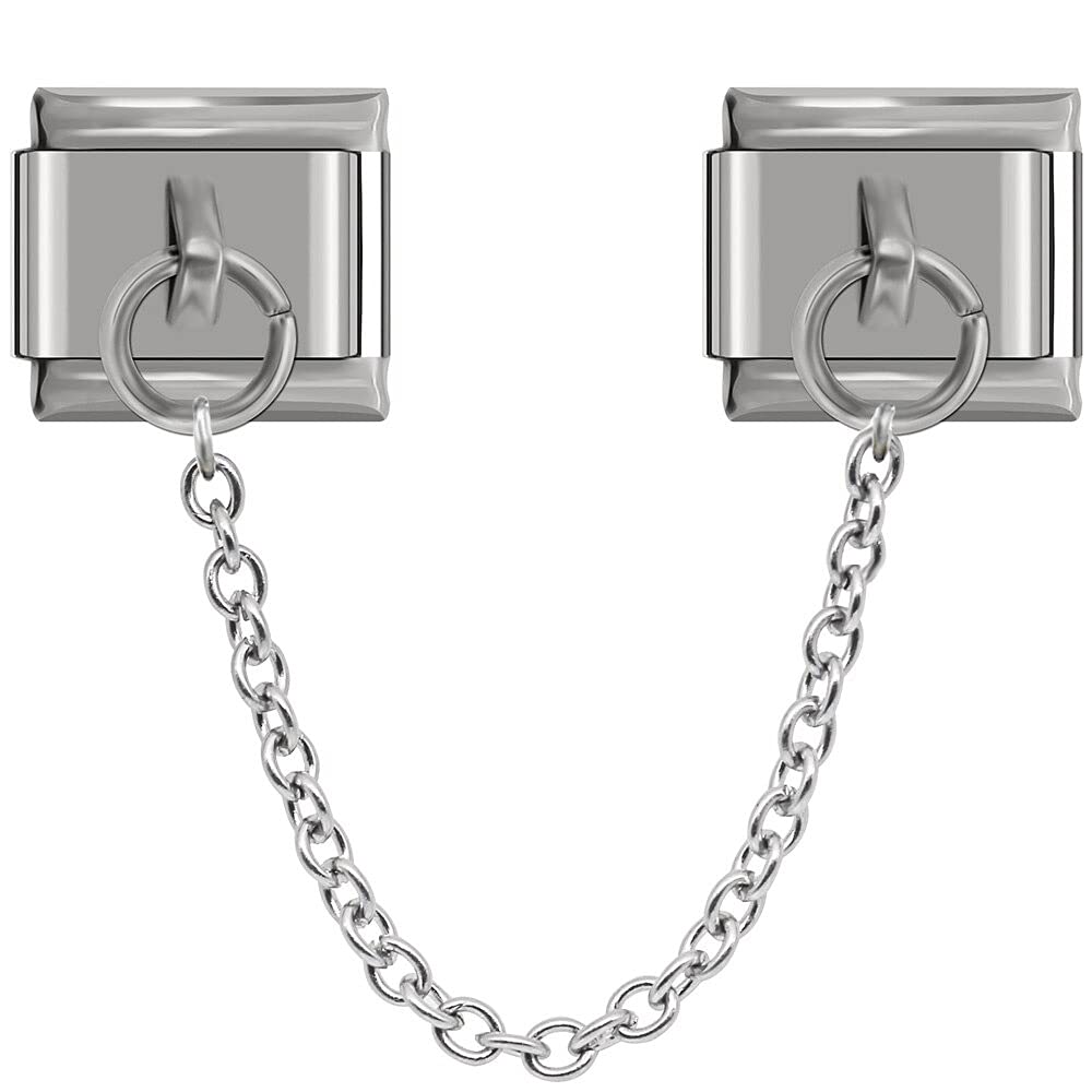 2pcs Charms Chain linked in Silver - fit all classic 9mm Italian Style Charm Bracelet - UK stock