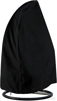 Patio Egg Chair Cover Black 75"X45" Outdoor Porch Egg Chair Swing | 600D thickened with Zippered Waterproof Anti-UV Heavy Duty Rip-Proof Easy Install Porch Swing Chair