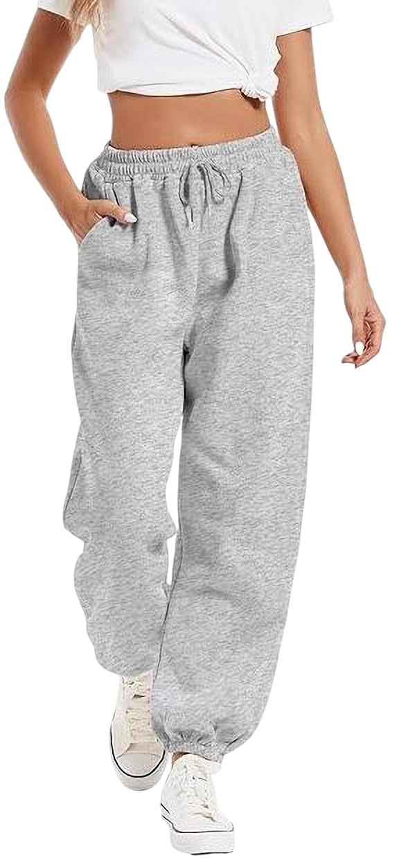 Solid Cotton Blend Women Sweatpants Athleisure Track Pant Lounge Wear-picture-32