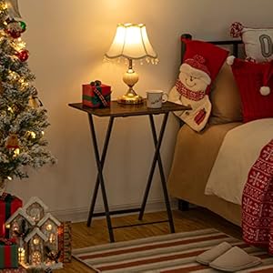 Hoobrofoldingtvtraytablessetof4tvtrayswithstoragerackindustrialsidetableforeatingatcouchfoldablesnacktableforsmallspaceeasyassemblyrusticbrownandblackbf50bz01 Urban Country Home Decor Hoobro folding tv tray tables set of 4 tv trays with storage rack industrial side table for eating at couch foldable snack table for small space easy assembly rustic brown and black bf50bz01 urban country home decor