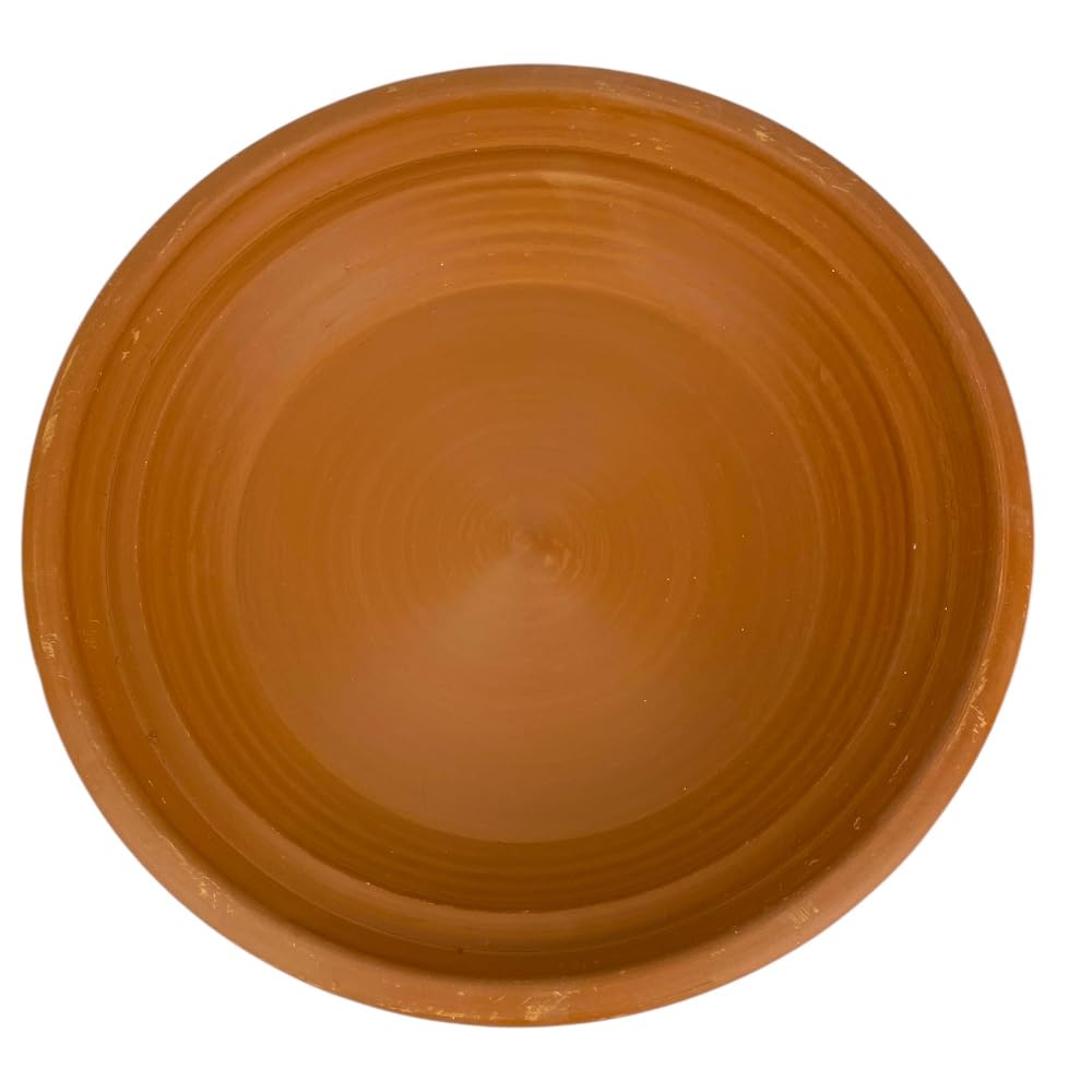 Tajine Marocchina in Terracotta, diametro 37x28h cm, Decorato a Mano, Naturale Non Smaltato, per 6-8 Persone