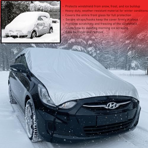 Image of Waterproof, Silver Half Car Body Cover All Weather Protection Half Car Cover Outdoor Half Cover Rain Sun Uv Protection (Hatchback Cars No Matter Models of Year Or Variants It's at All Hatchback)