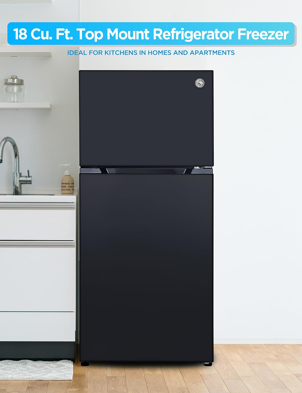 Commercial Cool 18 Cu. Ft. Top Mount Refrigerator With Freezer, 2-Door Refrigerator With Top Freezer And Adjustable Temperature Control, Ice Maker Ready, Energy Star Certified, Black on Fridge.com - View 2