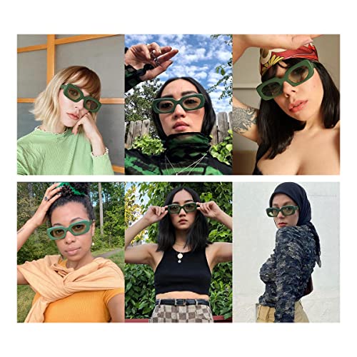 VANLINKER Rectangle Sunglasses for Women Retro Trendy Fashion Glasses Oval Lenses Narrow Thin Square Frame UV400 VL96243