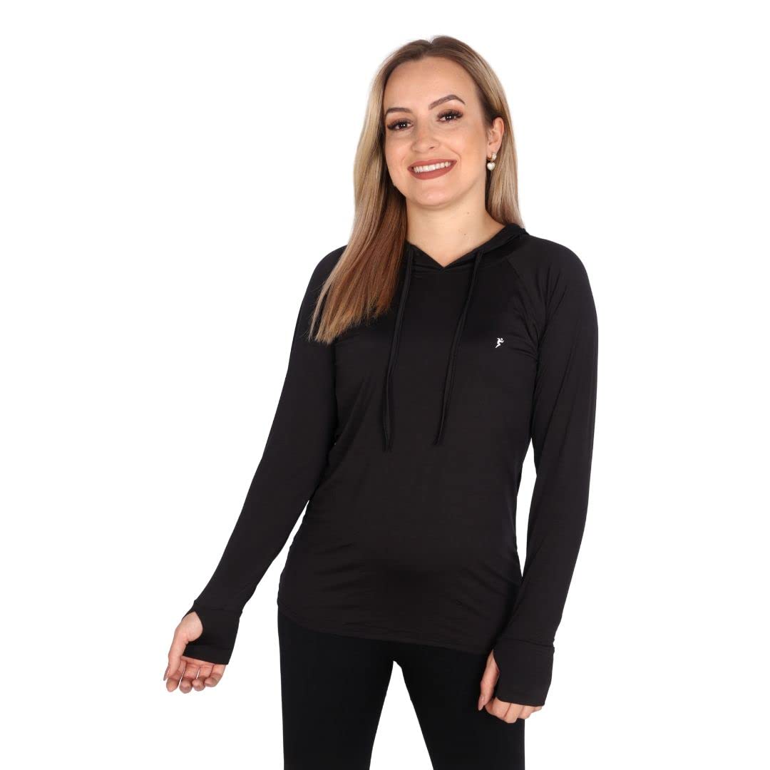 Outdoor Sports Blusa Feminina Com Capuz E Encaixe Para Dedo Prote...