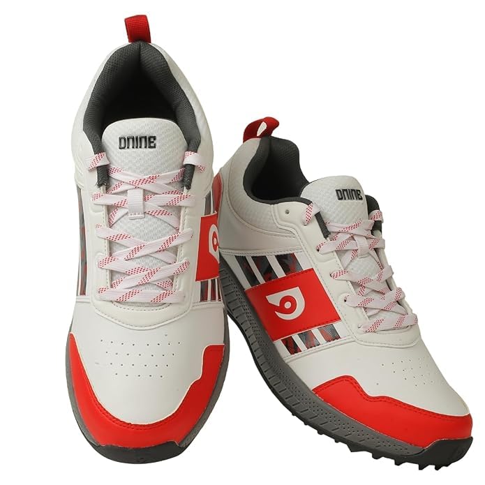 DNINE Men's FIRE-1 Cricket Shoes Red/White 8UK-image-6