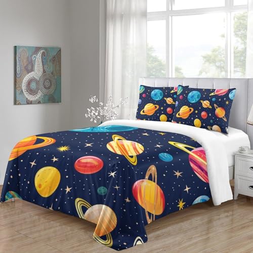 Parure de lit galaxie 260x220 cm avec housse de couette zippée en microfibre - 5