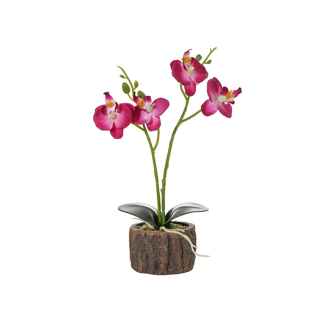 Sztuczne kwiaty doniczkowe, sztuczne kwiaty w jedwabnym wazonie, kompozycja kwiatowa Phalaenopsis i wazon do dekoracji domu i biura, wystrój domu, PI(fioletowy)