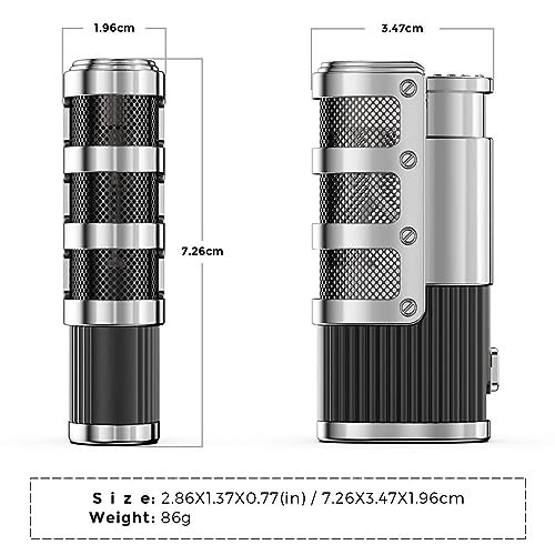 Encendedor resistente al viento de metal negro ajustable miniatura 6