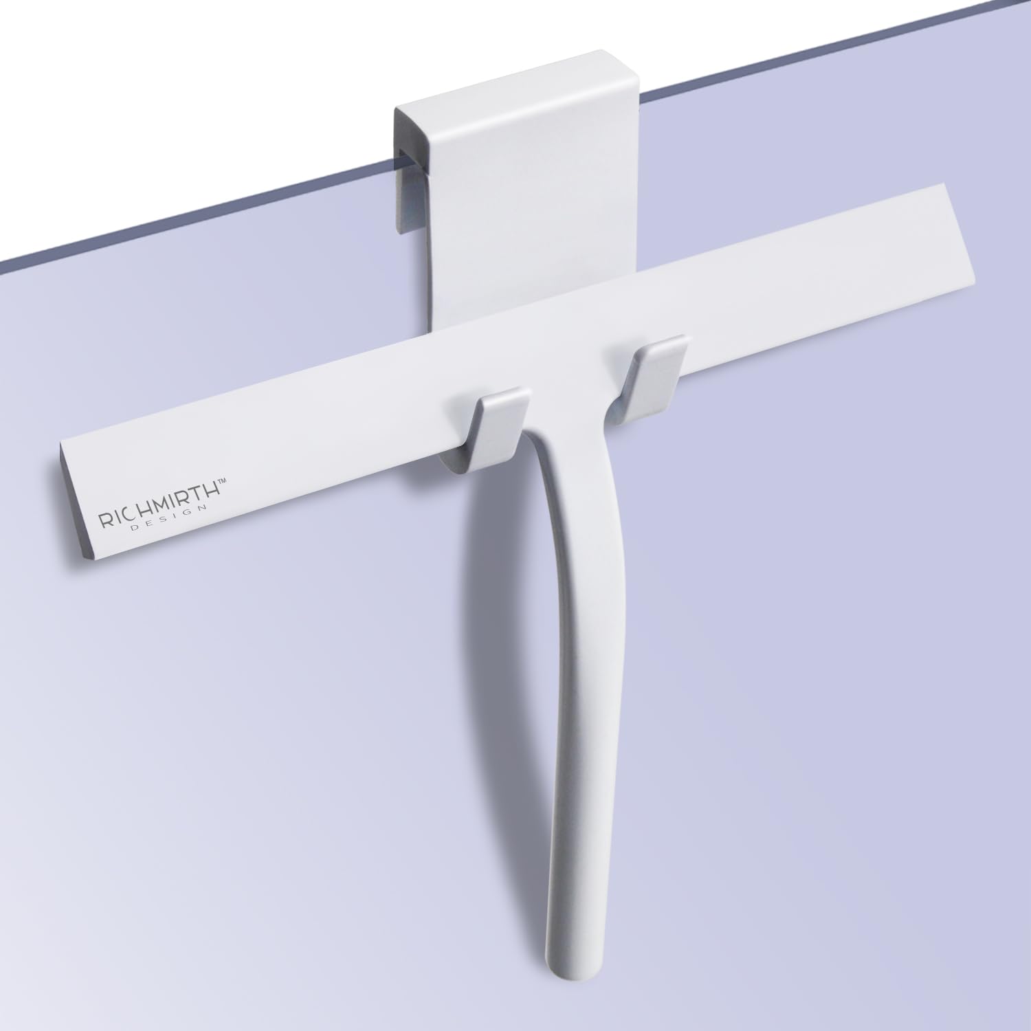 RICHMIRTH Shower Squeegee with Silicone Hook, 11" Inch Width All Purpose Squeegee Wiper for Shower Glass Doors Bathroom Mirror Tiles Car Window Cleaner Tool - White