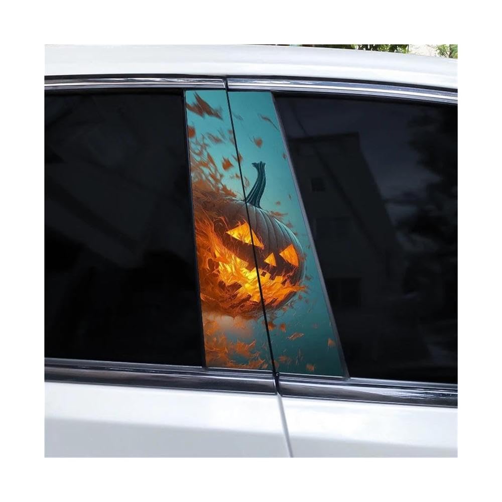 Decorative Items 2pcs Horror Pumpkin Decals DIY Car Center Pillar Vinyl Stickers(G)