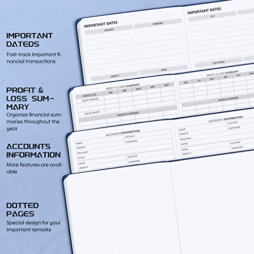 Soomeet Income And Expense Tracker - Accounting And Bookkeeping Ledger Book For Small Business - Hardcover Notebook With Receipt Pocket - Undated, A5, 5.7″ X 8.3″ (Dark Blue) #TOP6
