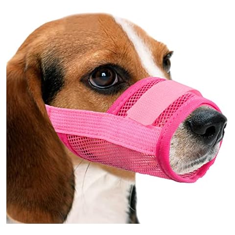 YAODHAOD Nylon Mesh Breathable Dog Mouth Cover, Quick Fit Dog Muzzle with Adjustable Straps,Pet Mouth Cover, to Prevent Biting and Screaming to Prevent Accidental Eating (L, Pink) Cover