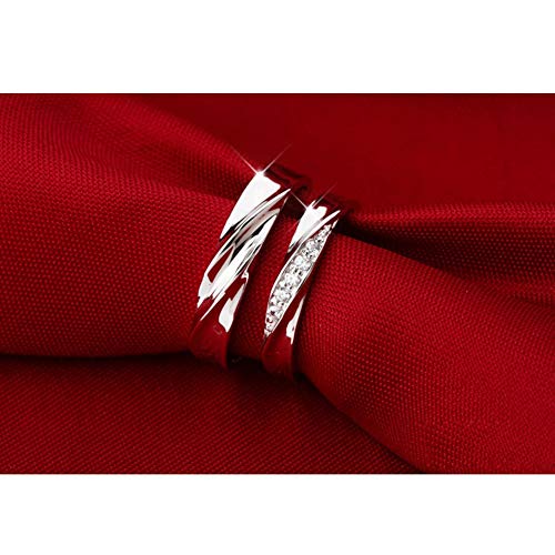 Platina-plated Sterling zilveren rimpel golven ontwerp koppels ringen Mens Womens trouwbanden (vrouwen ring met Moissanite), Women'sring, S - Afbeelding 5