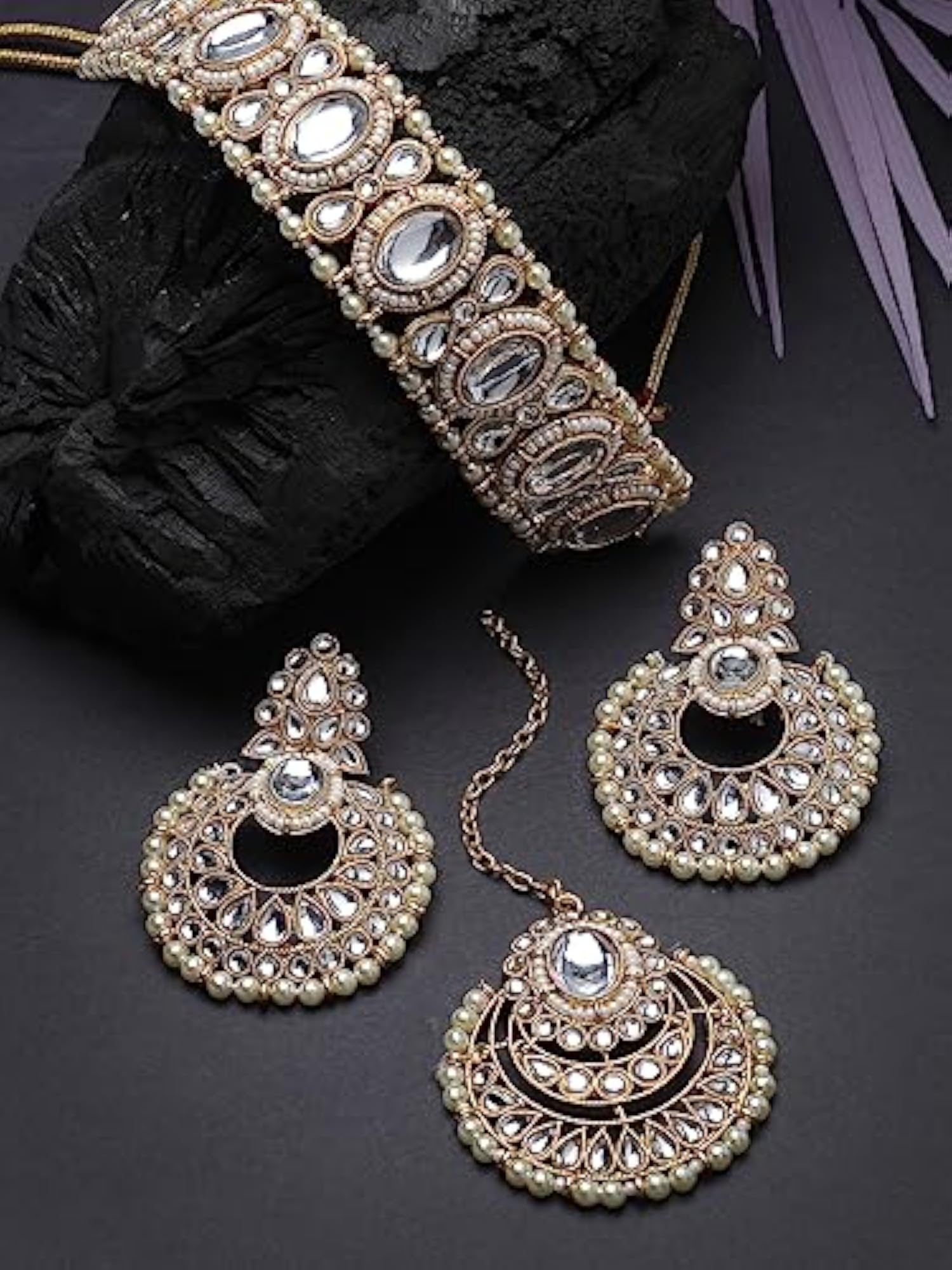 Indian Traditional Stone & Beads Choker Set with Earrings