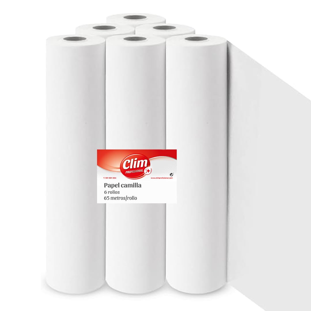 Clim Profesional - Papel Camilla Precortado Doble Capa 65M x 60cm | Suave y Liso para Centros Estéticos y Sanitarios