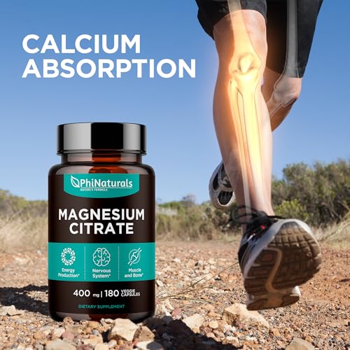 Magnesium Citrate Powder Capsules 400mg - 180 Count Veg Caps - PhiNaturals - image 3