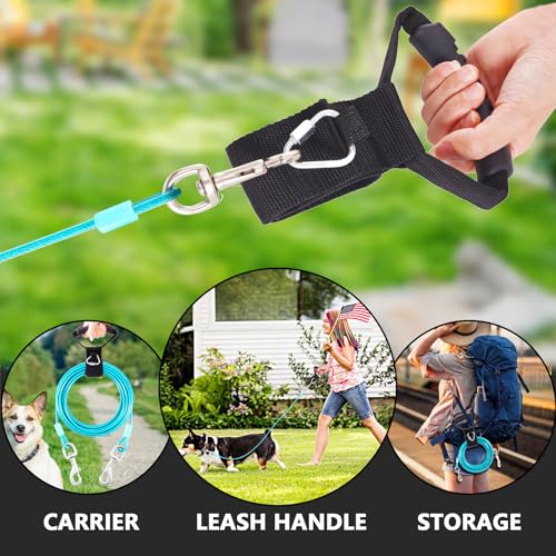 Dog Tie Out Cable and Stake,30FT Outside Dog Run Cable Leash&Chain with Hand Strap for Camping and Yard, 16'' Heavy Duty Anti Rust Spiral Stake for Small-Large Dogs Up to 125lbs (Teal, 125lbs 30FT) - Image 6