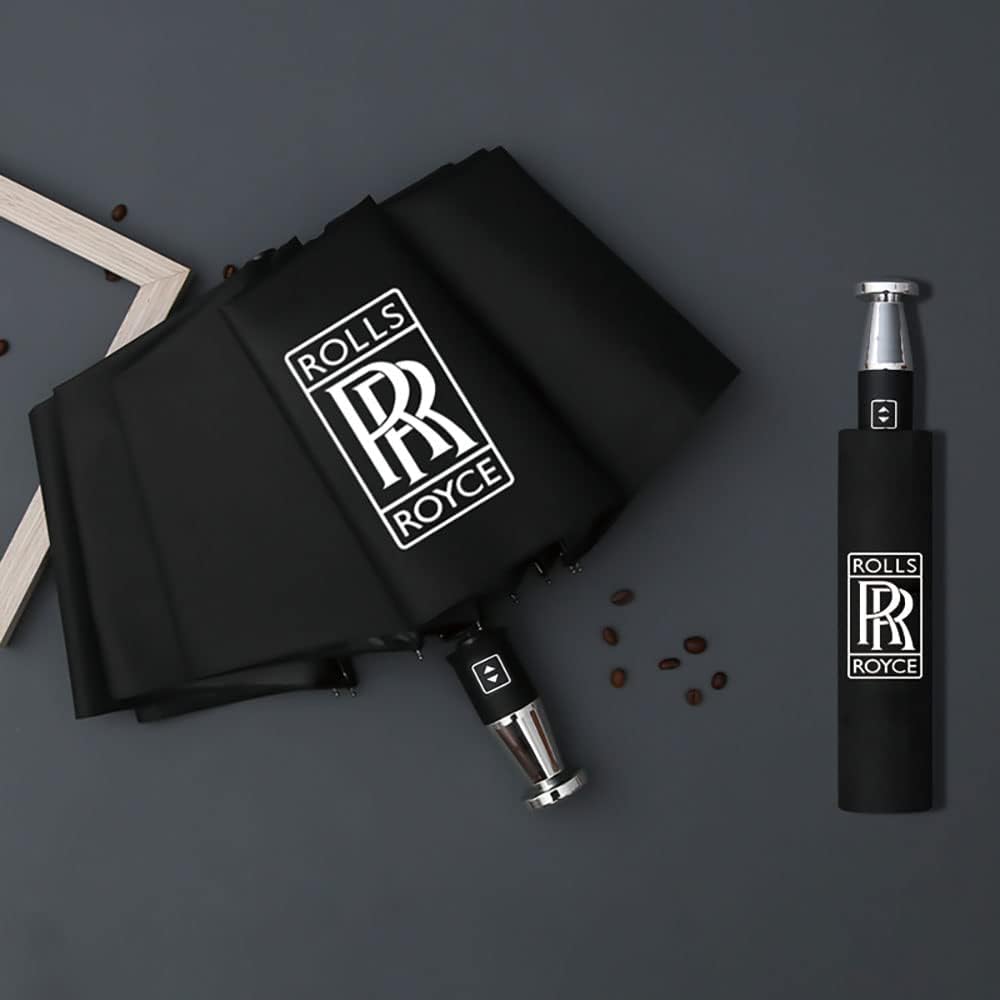 Car Folding Umbrella with for Rolls Royce Logo,Automatic Open/Close Lightweight Portable Parasol Outdoor Travel Umbrella Folding Travel Umbrella