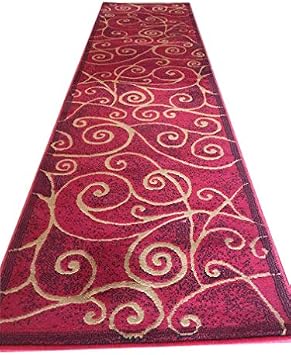 Gallery Modern Runner Abstract Swirl Rug Black Red Beige Design GL23 2 Feet X 7 Feet 1 Inch